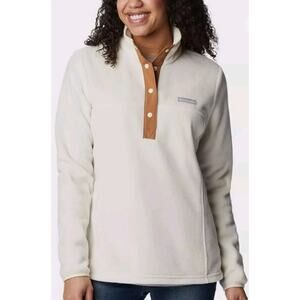 Columbia Benton Springs Half Snap Pullover II in Chalk/Camel Brown, size XL